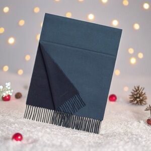 💕HERMES 100% Cashmere Stole Muffler Two-Tone • Marine / Bleu Turquin • UNISEX